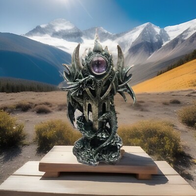 Mystischer Wächter Silber Drache Figur Gothic Statue Fantasy Ornament Wohndeko