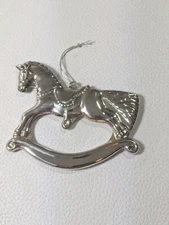 The Christmas Shoppe Ornament Rocking Horse Genuine Silver Plate Shiny Polished