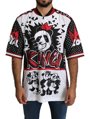 DOLCE & GABBANA T-shirt White King Panda Top Polyester Mens DOLCE & GABBANA T-shirt White King Panda Top Polyester Mens