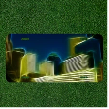 Custom Personalized License Plate Auto Tag With Trippy City Buildings Design
