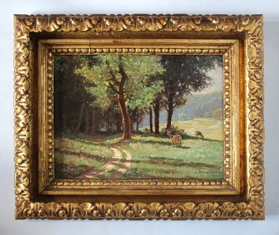 Wolfgang Vogt-Vilseck (1903-1996) Sommerlandschaft Hirsche am Waldrand