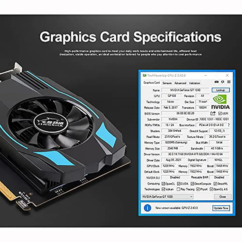 JINGSHA GeForce GT 1030 GDDR5 2GB 64 Bit PCI Express 3.0 x 16 VGA HDMI - Image 4 of 4