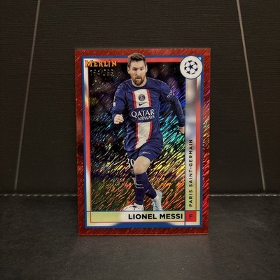 2022-23 Topps Merlin UEFA Club Competitions Lionel Messi #104 /299 Red Shimmer