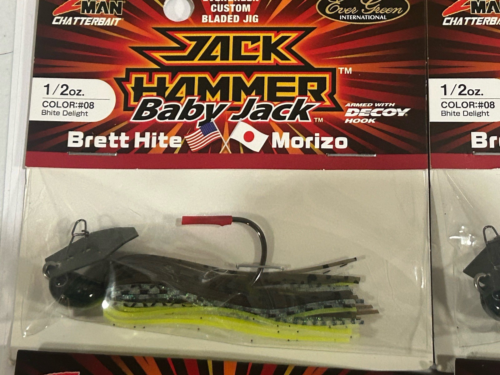 LOT OF 4 Baby Jack Hammer Zman Chatterbait Evergreen 1/2 Oz BHITE DELIGHT COLOR - Image 2