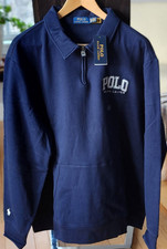  148 Polo Ralph Lauren Pullover Mens XXL Navy Blue Quarter Zip Logo Sweatshirt