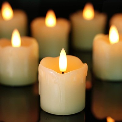 2''x2'' Real Wax Flameless LED Votive Candles, 6H Timer, 6 Pack