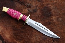 Hand made 12''Hunting Knife Bowie Knife Carbon Steel Blade W/L/Sheath HB-63