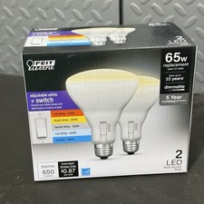 Feit Electric Adjustable White switch65W Replacement LED Flood Bulbs BR30 2packs