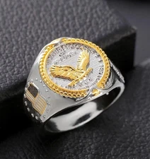 Bald  Eagle Flag Two Tone Ring Plated Ring Size 11 #1731