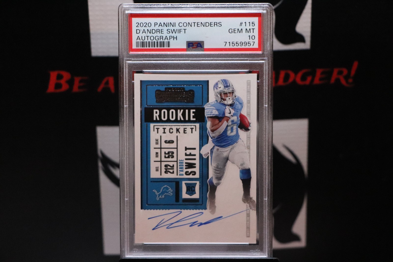 2020 Panini Contenders  Rookie Ticket - RPS D'Andre Swift #115 (AU, RC) PSA 10