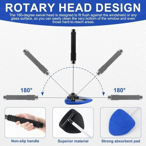 Car Windshield Cleaning Tool Window Glass Wiper Cleaner Brush Extendable Handle