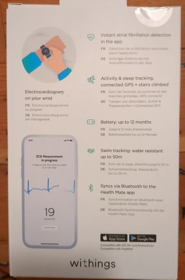 EKG-Uhr Withings Move ECG Activity Fitnessuhr von AOK empfohlen - Bild 3 von 4