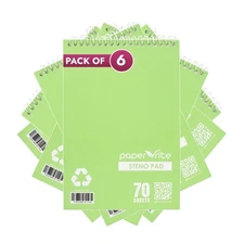 Steno Pads - 6 Pack  6x9 Inches 70 Sheets Notebooks for Writing and School Note