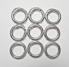 9 pcs Silver Tone Metal ROUND CARABINER CLASPS 12mm Clips Keyring Purse Jewelry