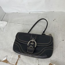 Vintage Y2K COACH Black Buckle Wristlet Zip Clutch Pouch Contrast Stitch As Pic