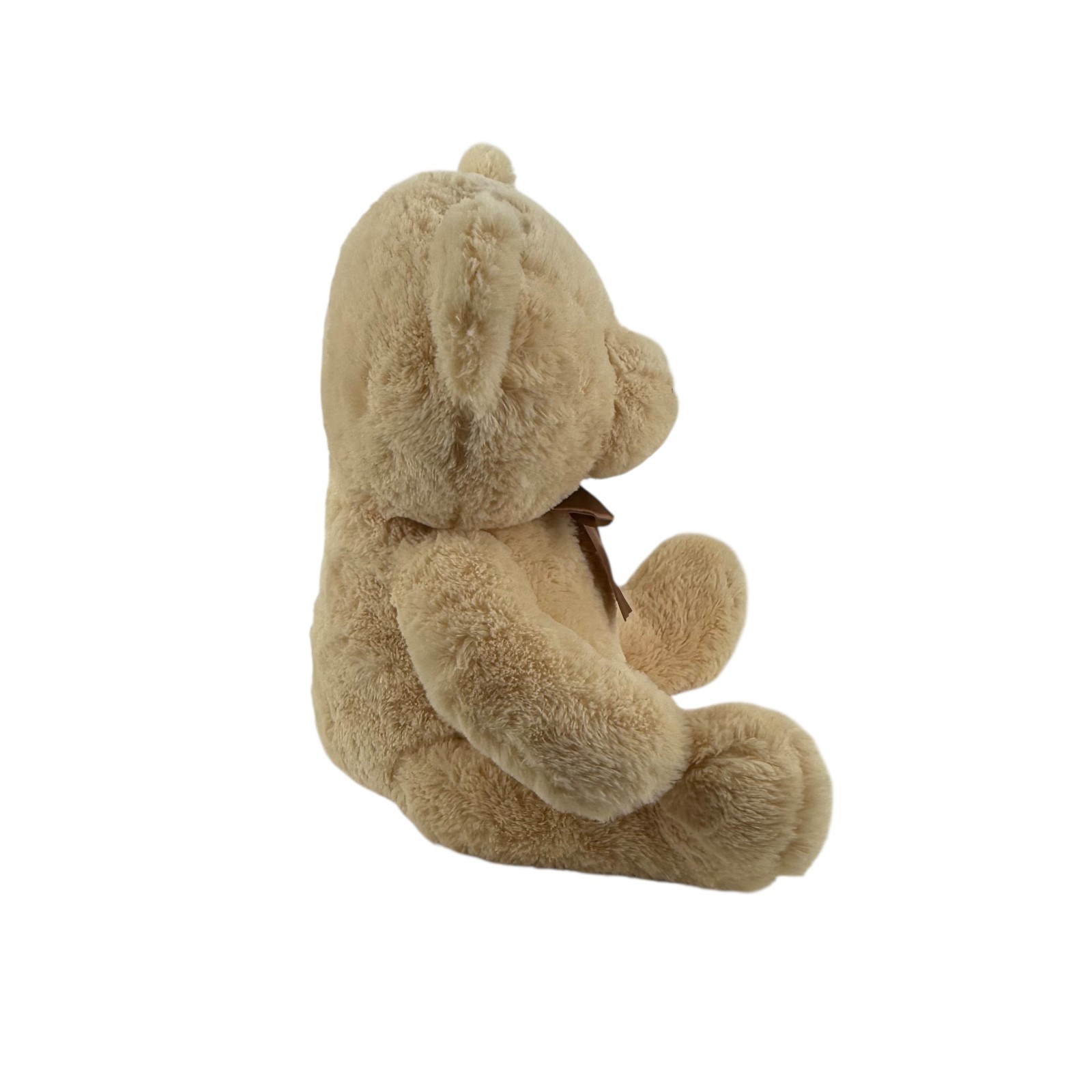 Hugfun International Stuffed Plush Teddy Bear 15" Cream Beige Tan Bow Gift Tag