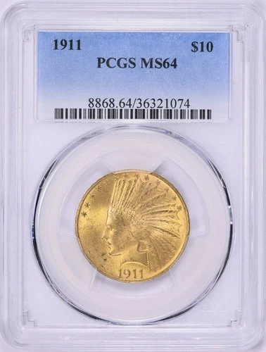 1911 $10 INDIAN EAGLE PCGS MS64 - STUNNING! No Reserve