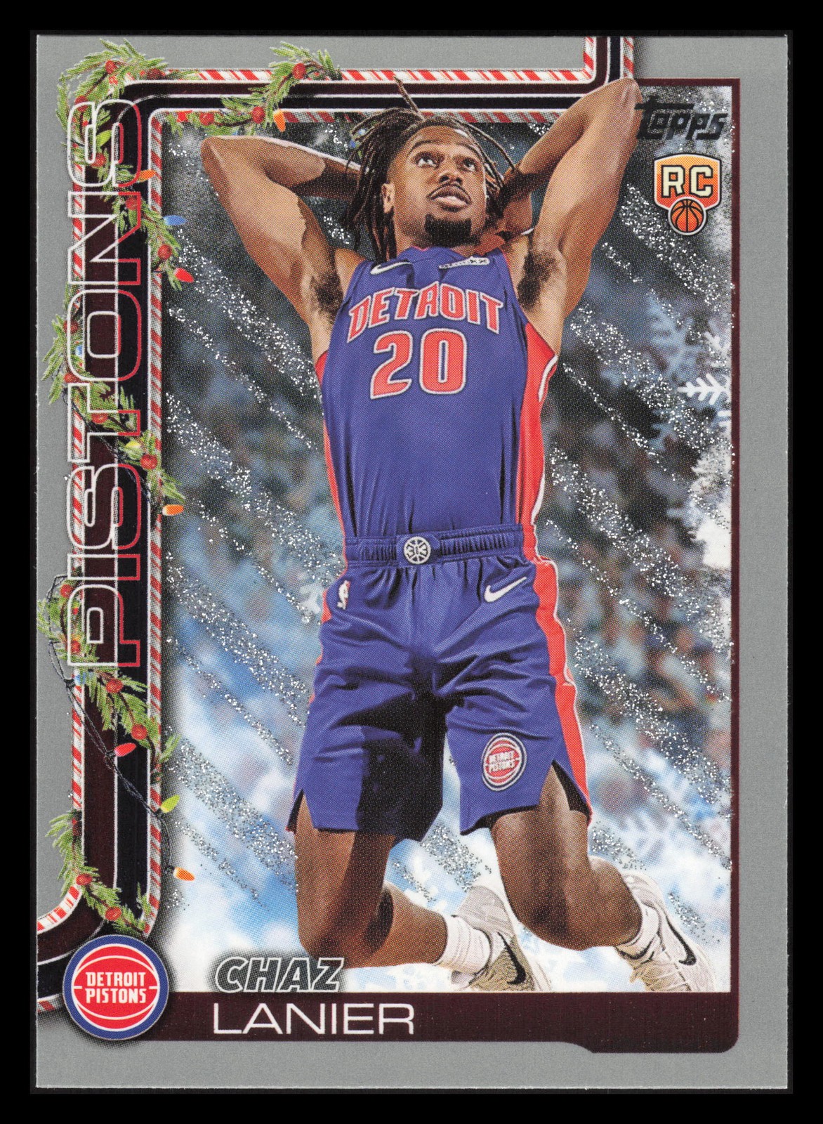 Chaz Lanier RC Silver Glitter 2025-26 Topps Holiday H197 Detroit Pistons