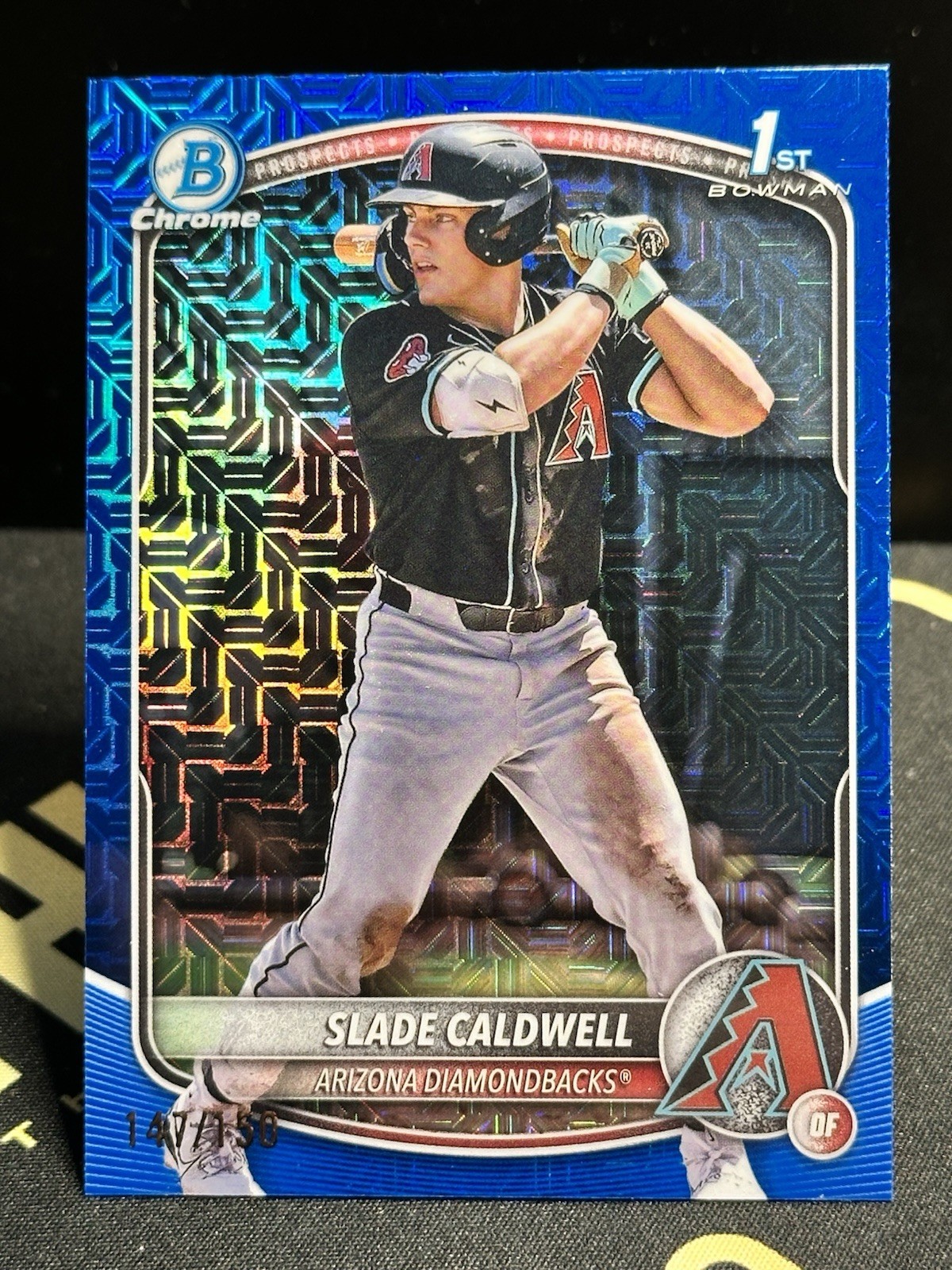 2025 Bowman Chrome- Slade Caldwell -1st Bowman Blue Mojo Refractor SP#147/150!