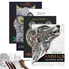 4 Mandala Adult Coloring Books Stress Relieving Meditation Art Designs Animals