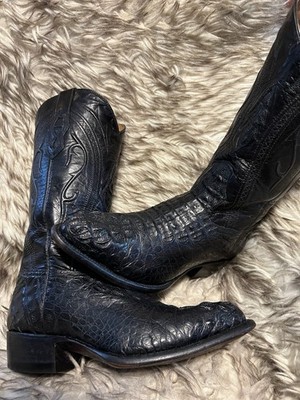 MONTANA MEN CAIMAN & LEATHER WESTERN BOOTS-black-Sz  6 E
