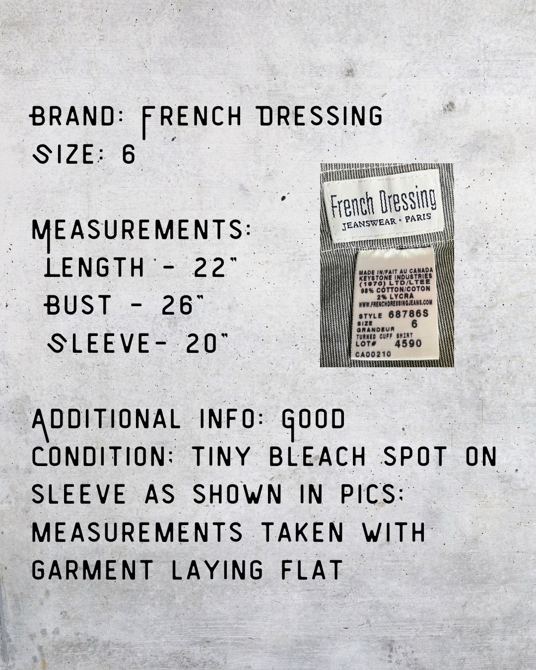 French Dressing Women’s Micro-Stripe Button-Up Shirt Size 6