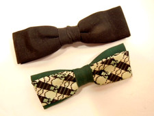 2 vintage clip on bow ties one black and one mixed colors 