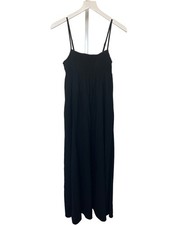 Zara Linen Blend Black Maxi Dress with Pockets