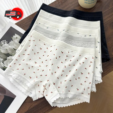 3PCS Women Thin Lace Boxer Underwear Mid Waist Breathable Comfortable Panties Se