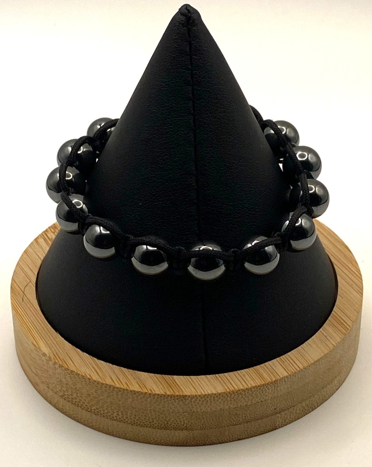 Adjustable Black Macrame Bracelet With Shiny Hema… - image 3