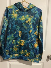 Under Armour Hoodie YXL Youth XL Multi Colored Yellow Blue Camo Tie Dye