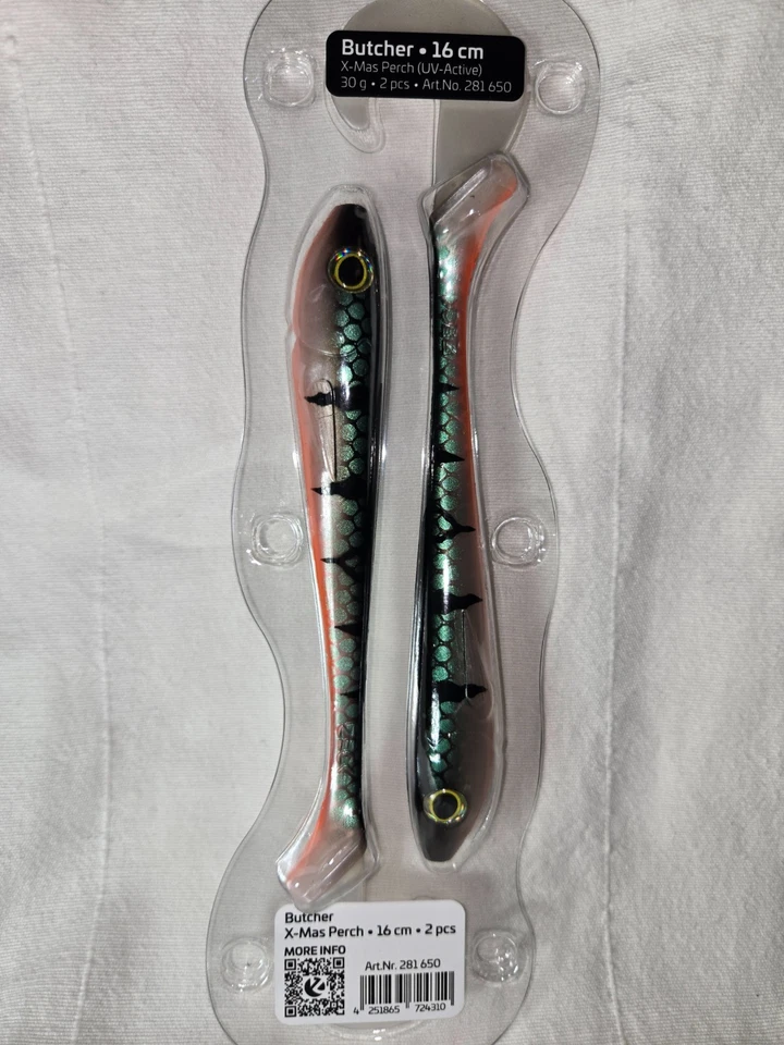 Zeck Butcher 16cm  30g 2 Stück X-Mas Perch (UV-Active) Hecht Softbait #22