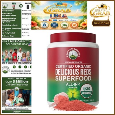 Organic Reds Superfood Powder Raspberry Elderberry Beetroot Antioxidant Energy