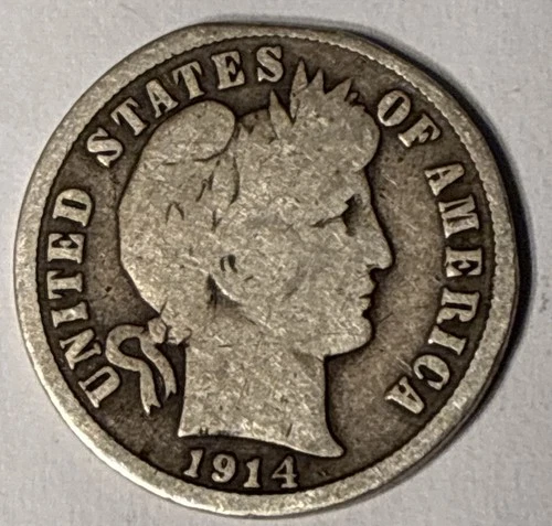 1914 - D Barbara Silver Dime 10 Cents Overall Nice Condition