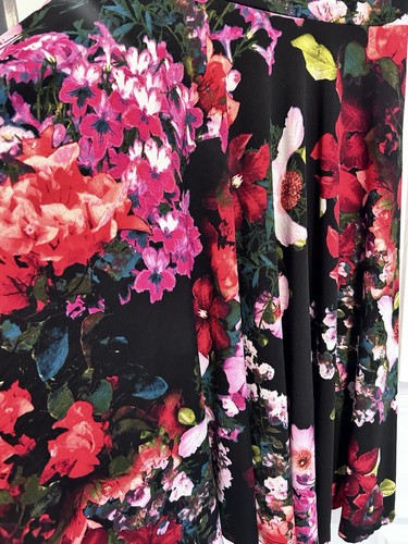 Marc Bouwer Dress Womens 4P Black Red Floral Poppy Photostat Below Knee/Midi - Picture 7 of 11