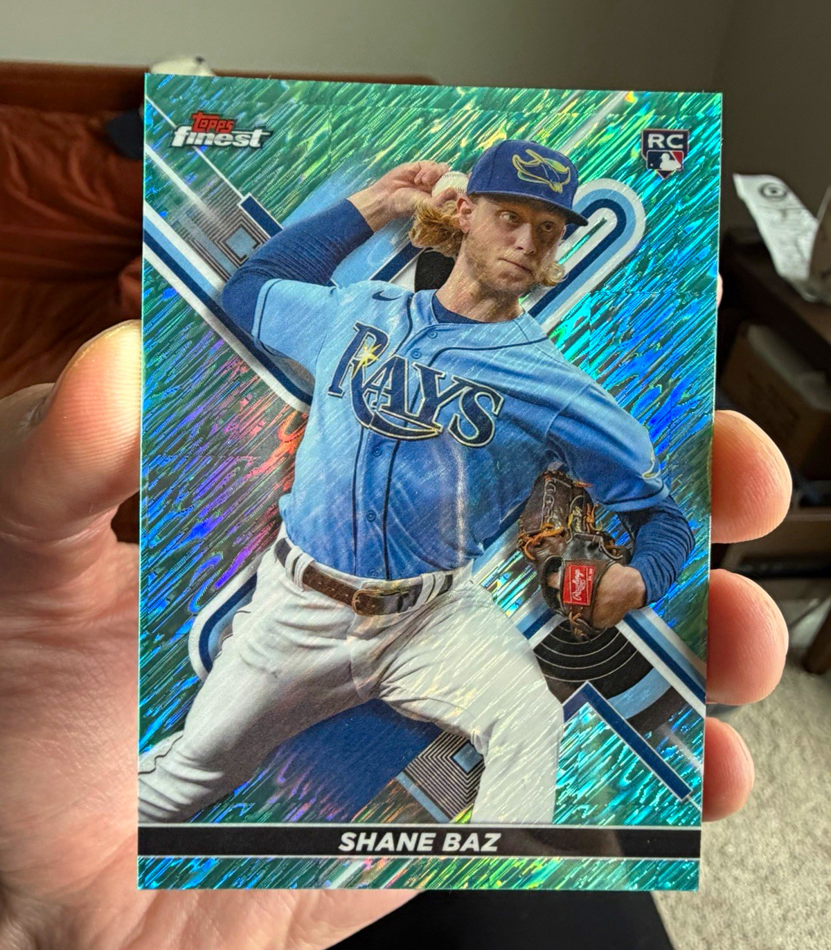 Topps 2022 Finest Shane Baz Rays RC Aqua Shimmer Refractor #4 /175