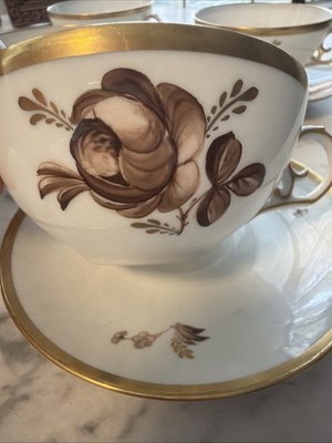 EPIC Royal Copenhagen Brown Iris & Brown Rose Tea Cup Saucer Lot 77 Pc Denmark