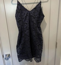 ASTR the Label Women's Navy Blue Lace V-Neck Spaghetti Strap Mini Dress Size L