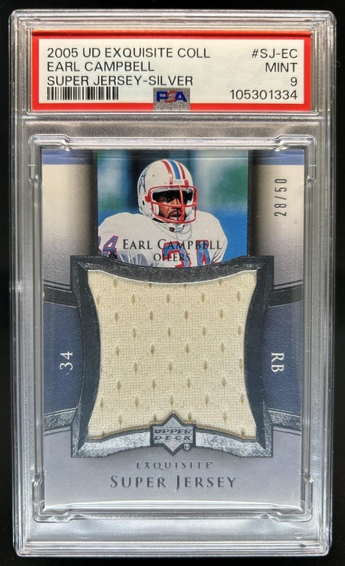2005 Upper Deck Exquisite Earl Campbell Super Jersey Silver #/50 PSA 9