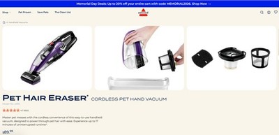Bissell Pet Hair Eraser Cordless Pet Hand Vacuum Lithium Ion 2390A NEW