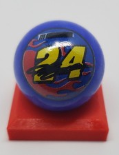 Jeff Gordon Blue Glass 1" Logo Marble w/ Colored Stand