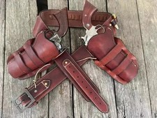 Gun Holster Belt Leather Revolver Pistol Tooled .22 .38/357 .44/45 Cal Western