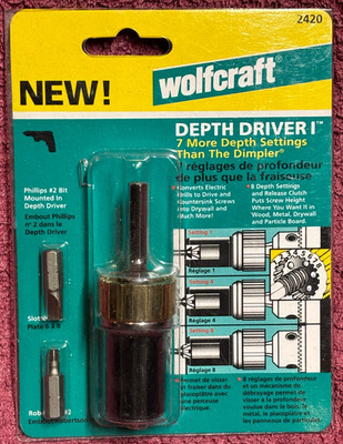 Wolfcraft Depth Driver I #2420 Converts Drill To Drive & Countersink Screws 