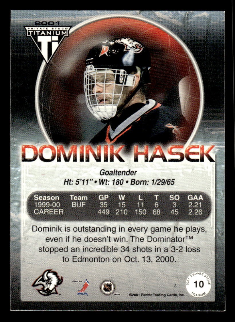 2000-01 Pacific Private Stock Titanium - Dominik Hasek #10 for