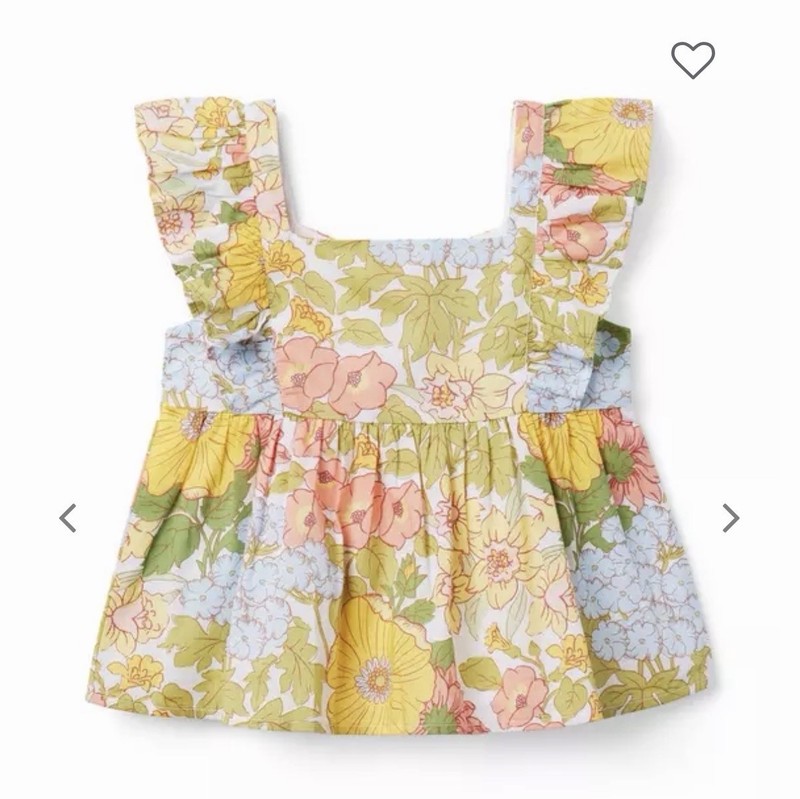 Janie And jack Girl Mimosa Floral Ruffle Sleeves The Sweet Escape Top Sz 10