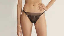 $61 Else Women's Black Bella Mesh Lace String Thong Panty Size XS NWT
