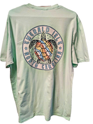 Jerzees Classics Mint Green Emerald Isle NC Turtle Graphic Tee XL NWOT Beach