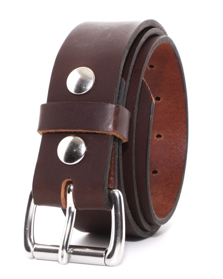 Men's Genuine Buffalo Leather Belts Full Grain Work USA By Amish Handmade 1.5" - Image 2 of 4