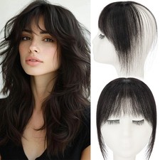 3D 360  Thin Air Mid-Part Bangs Human Hair Extensions Clip in Fringe Front Piece