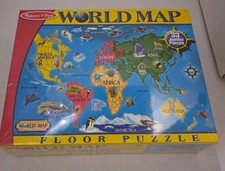Melissa  Doug World Map Jumbo Jigsaw Floor Puzzle 33 Pieces 2 x 3 Feet